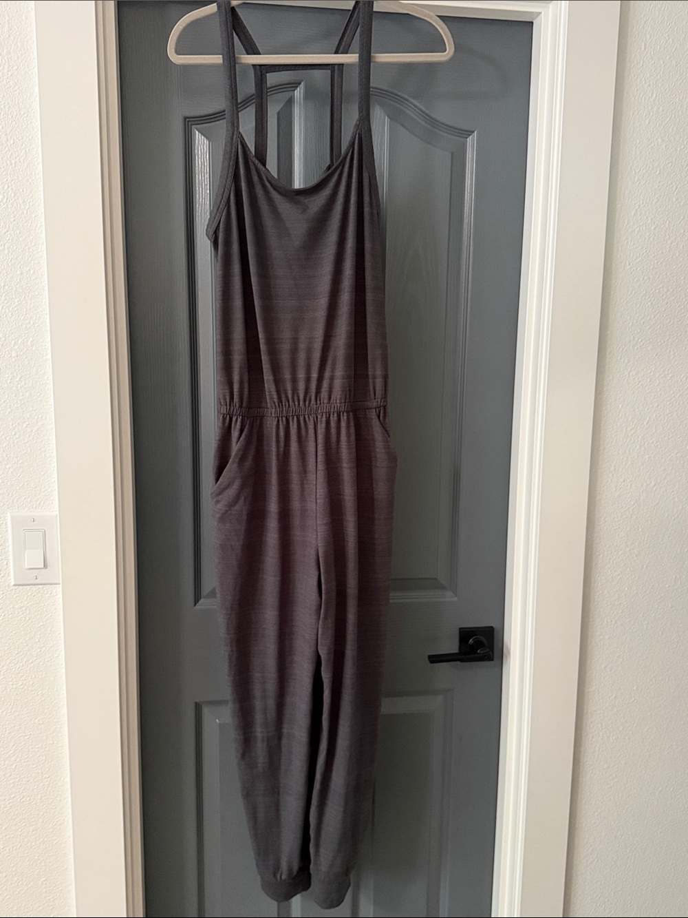 prAna Inigma Jumpsuit Size Medium Dark Heather Grey